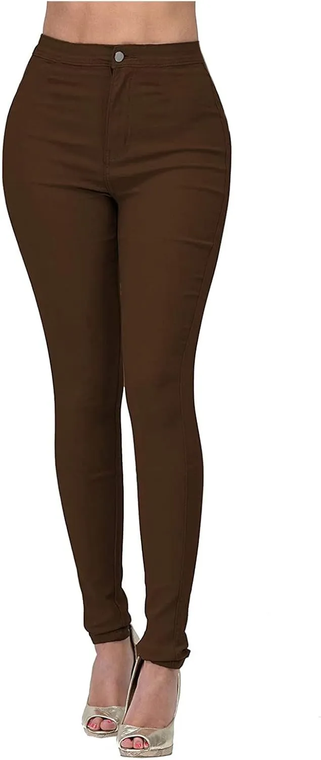 Womens Casual Tight Jeans Trendy Skinny High Waisted Slim Small Feet Denim Pants Work Office Business Lounge Trousers