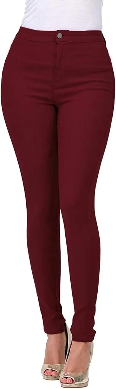 Womens Casual Tight Jeans Trendy Skinny High Waisted Slim Small Feet Denim Pants Work Office Business Lounge Trousers