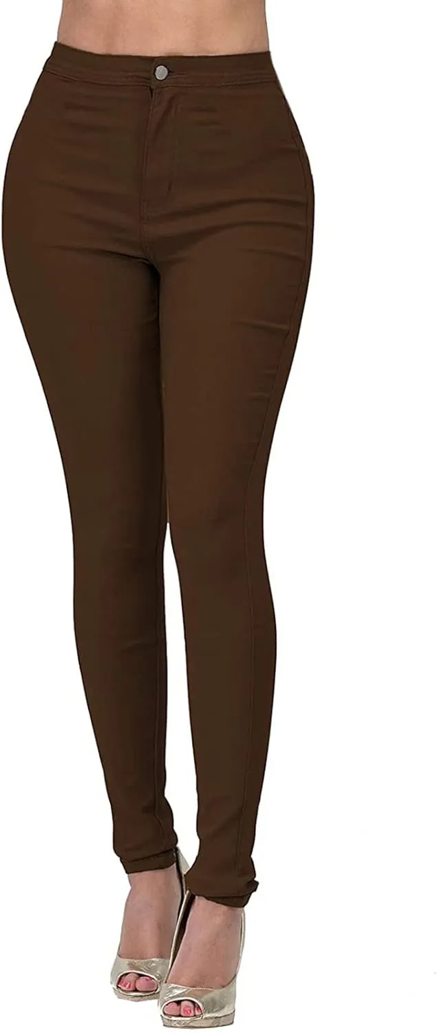Womens Casual Tight Jeans Trendy Skinny High Waisted Slim Small Feet Denim Pants Work Office Business Lounge Trousers