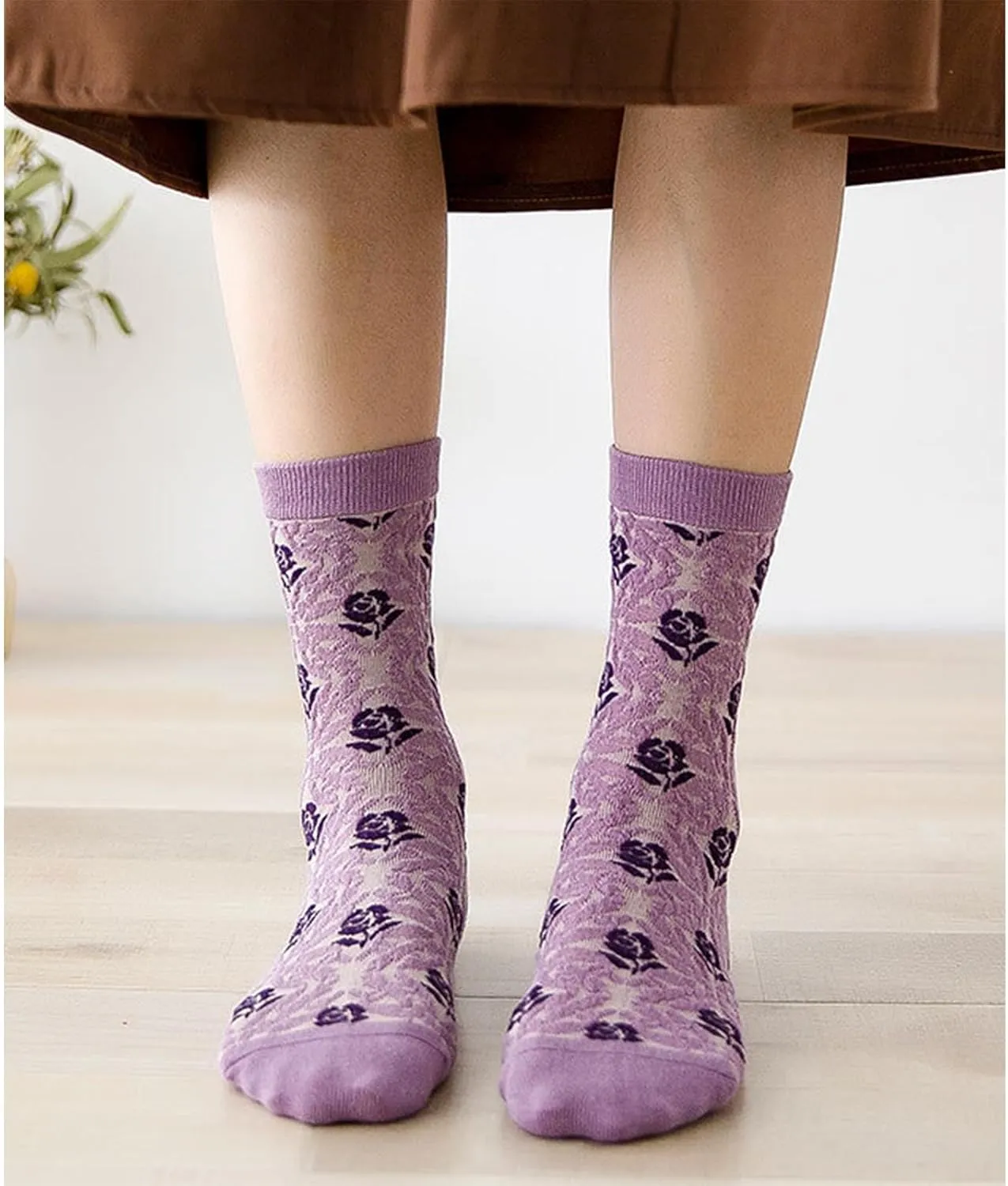 Womens Cotton Socks, 1 Pair Womens Fun Novelty Colorful Patterns Soft Breathable Fashion Casual Socks