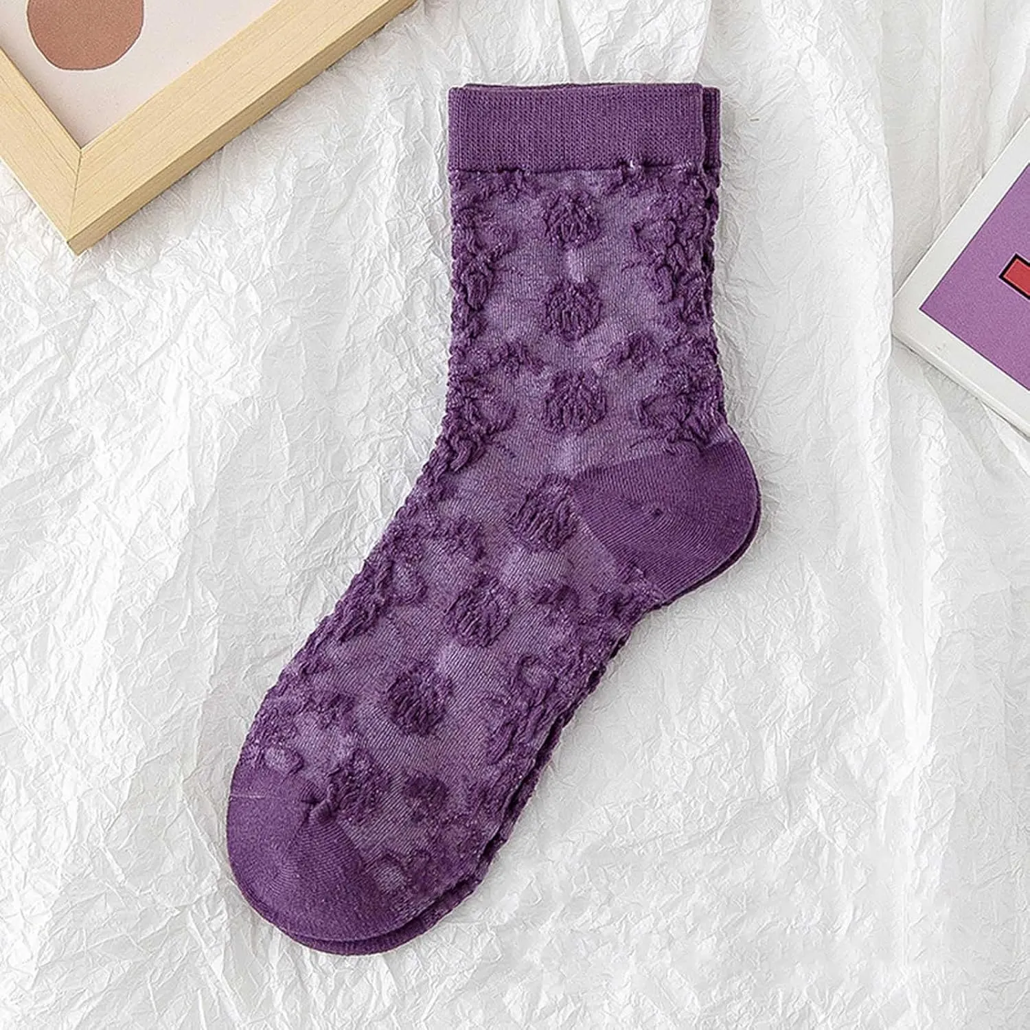 Womens Cotton Socks, 1 Pair Womens Fun Novelty Colorful Patterns Soft Breathable Fashion Casual Socks