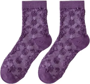 Womens Cotton Socks, 1 Pair Womens Fun Novelty Colorful Patterns Soft Breathable Fashion Casual Socks