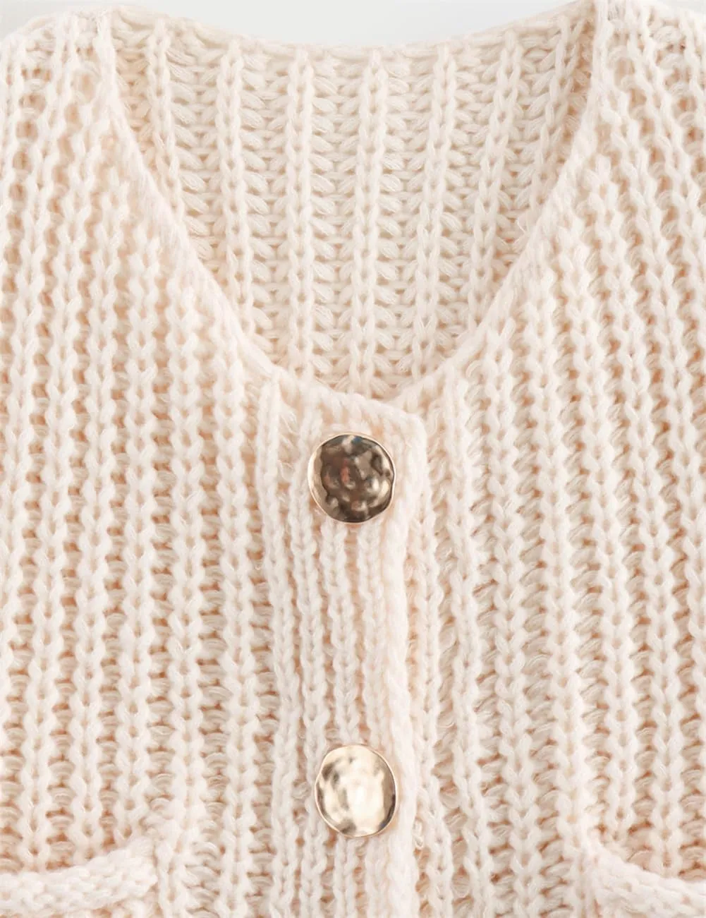 Womens Cropped Cardigan Sweaters, Chunky Knit Gold Button Down Open Front Cardigan, Chunky Knit Cardigans for Women