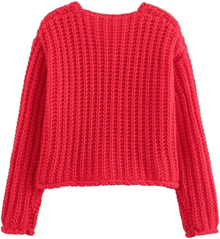 Womens Cropped Cardigan Sweaters, Chunky Knit Gold Button Down Open Front Cardigan, Chunky Knit Cardigans for Women