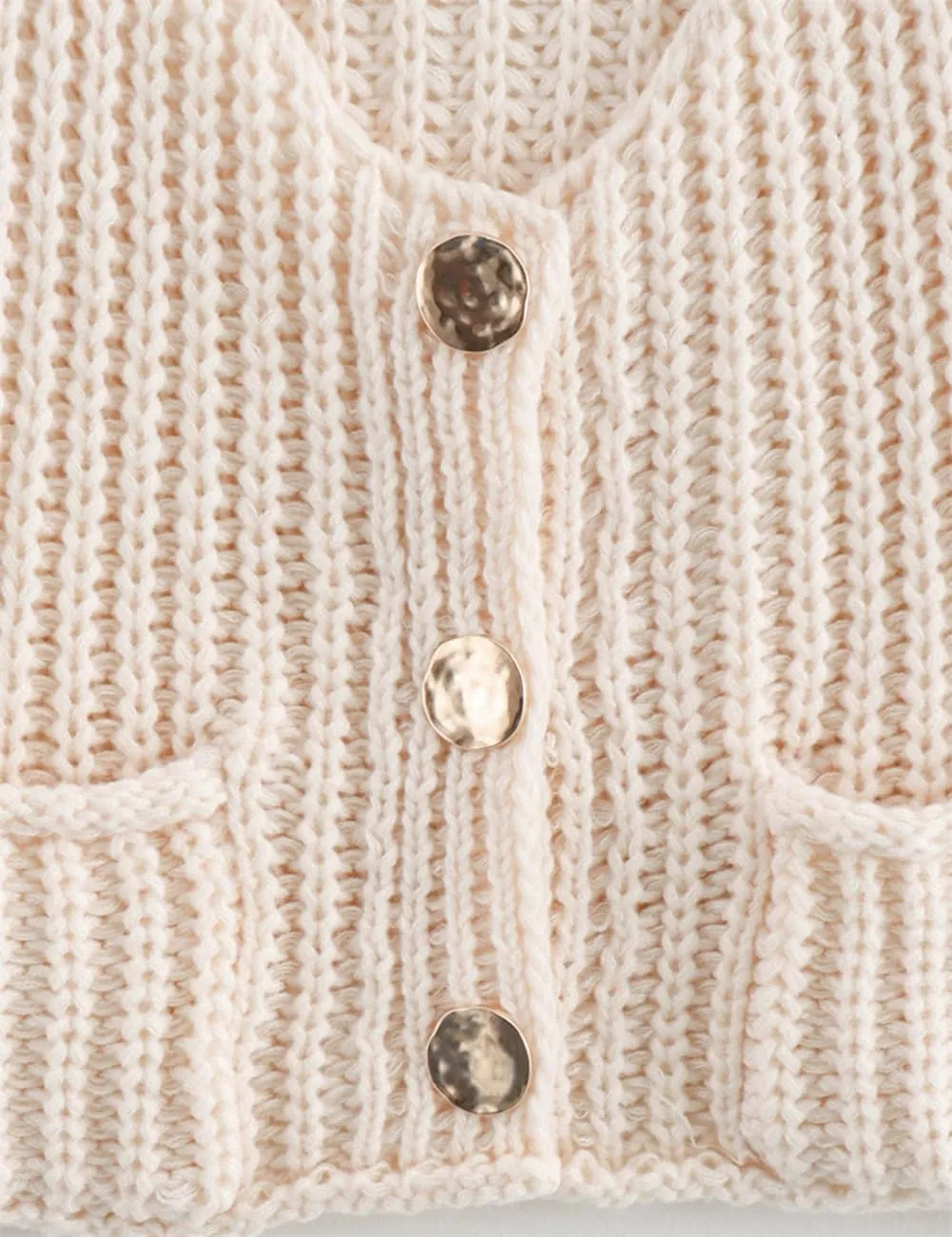 Womens Cropped Cardigan Sweaters, Chunky Knit Gold Button Down Open Front Cardigan, Chunky Knit Cardigans for Women