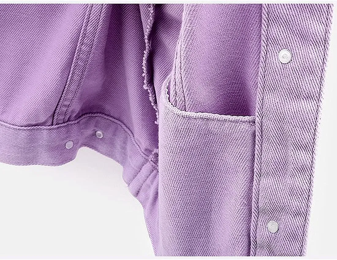 Women's Denim Cotton Button Closed Long Sleeve Solid Color Jacket With Pockets