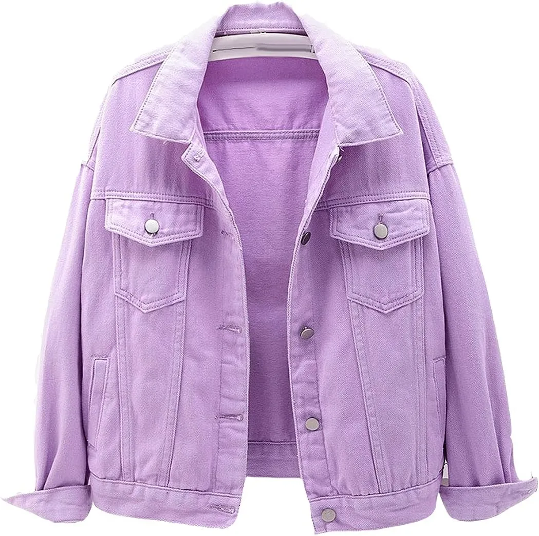 Women's Denim Cotton Button Closed Long Sleeve Solid Color Jacket With Pockets