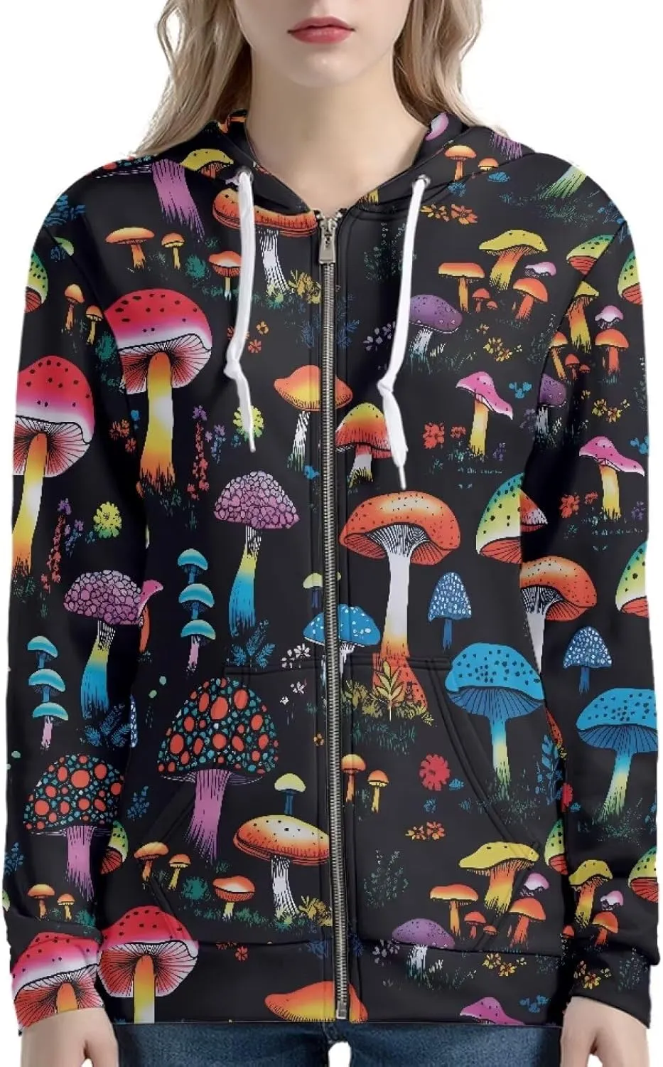 Women's Fashion Hoodies Sweatshirt Teen Girls Zip Up Jacket Long Sleeve Pullover Top XS-5XL