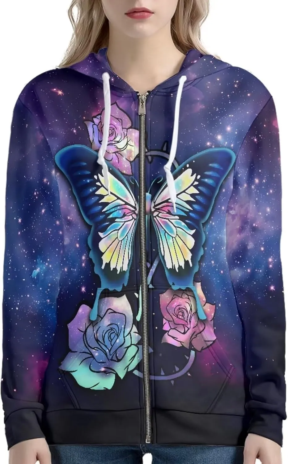 Women's Fashion Hoodies Sweatshirt Teen Girls Zip Up Jacket Long Sleeve Pullover Top XS-5XL