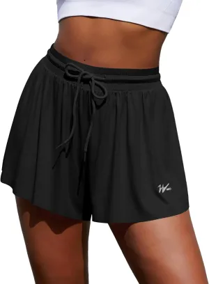 Womens Flowy Athletic Shorts Workout Running Butterfly Shorts Gym Yoga Comfy Summer Cute Shorts with Inner Pockets
