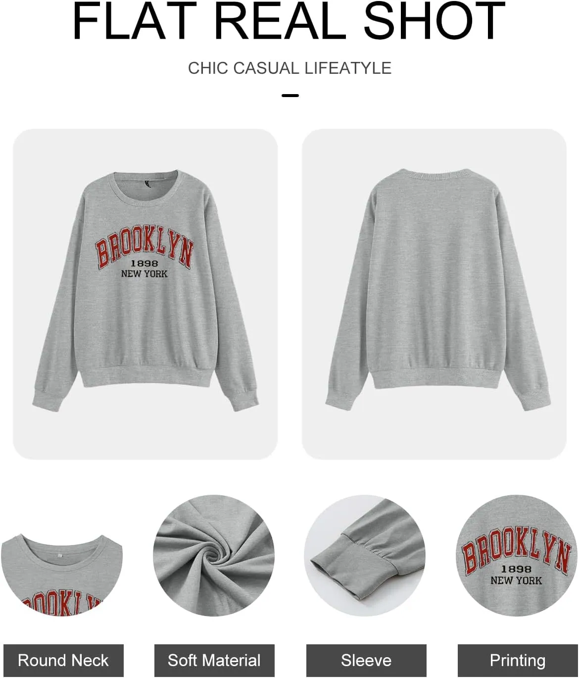 Women's Graphic Sweatshirts Oversized Long Sleeve Cute Los Angeles Loose Crewneck Pullover Sweatshirt