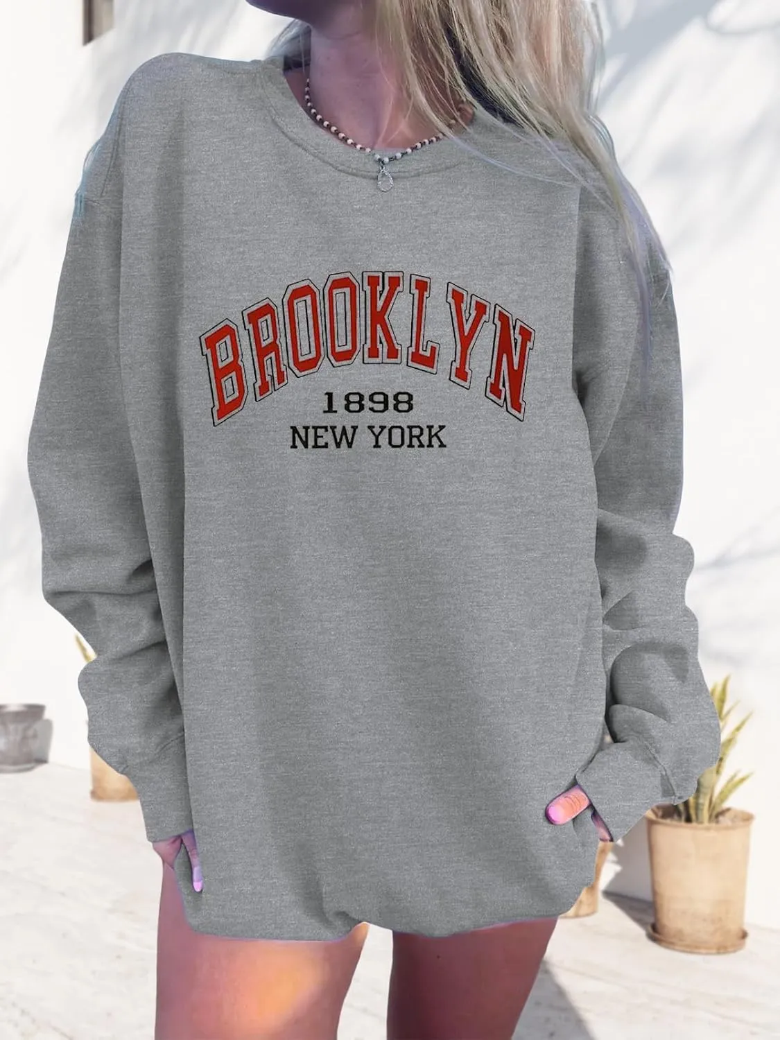 Women's Graphic Sweatshirts Oversized Long Sleeve Cute Los Angeles Loose Crewneck Pullover Sweatshirt