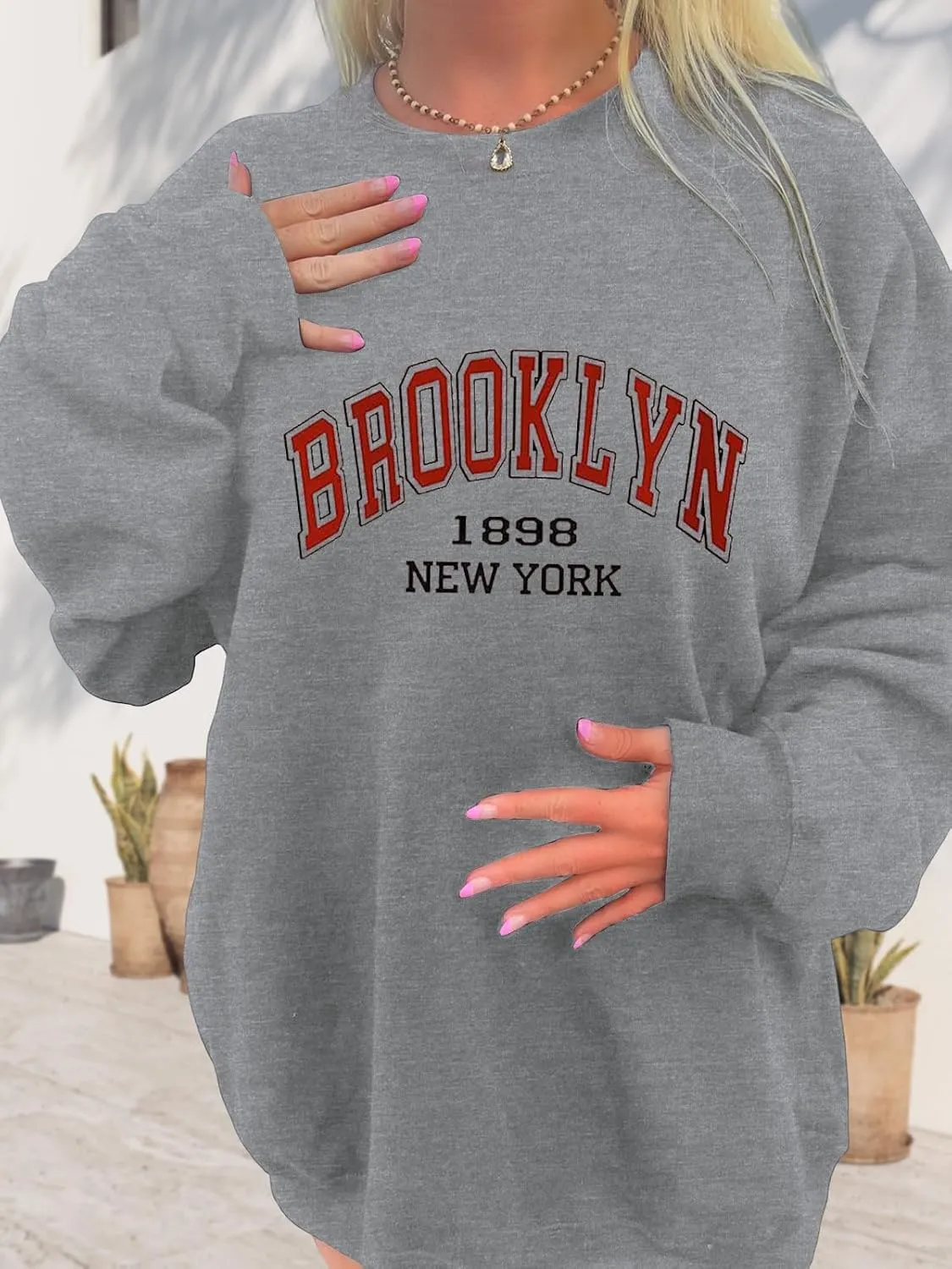 Women's Graphic Sweatshirts Oversized Long Sleeve Cute Los Angeles Loose Crewneck Pullover Sweatshirt