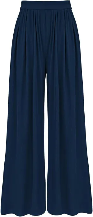 Womens High Waisted Wide Leg Linen Pants Plus Size Stylish Casual Loose Trouser Beach Vacation Boho Flowy Lounge Pant