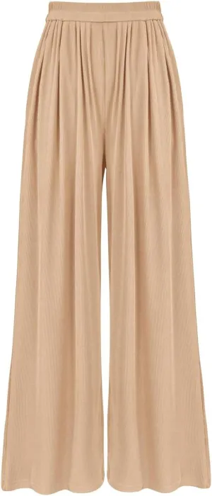 Womens High Waisted Wide Leg Linen Pants Plus Size Stylish Casual Loose Trouser Beach Vacation Boho Flowy Lounge Pant