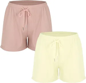 Women's Home Lounge Shorts Soft Stretch Drawstring Hem Short Trouser Office Leisure Wear Breathable Casual Sweatpants