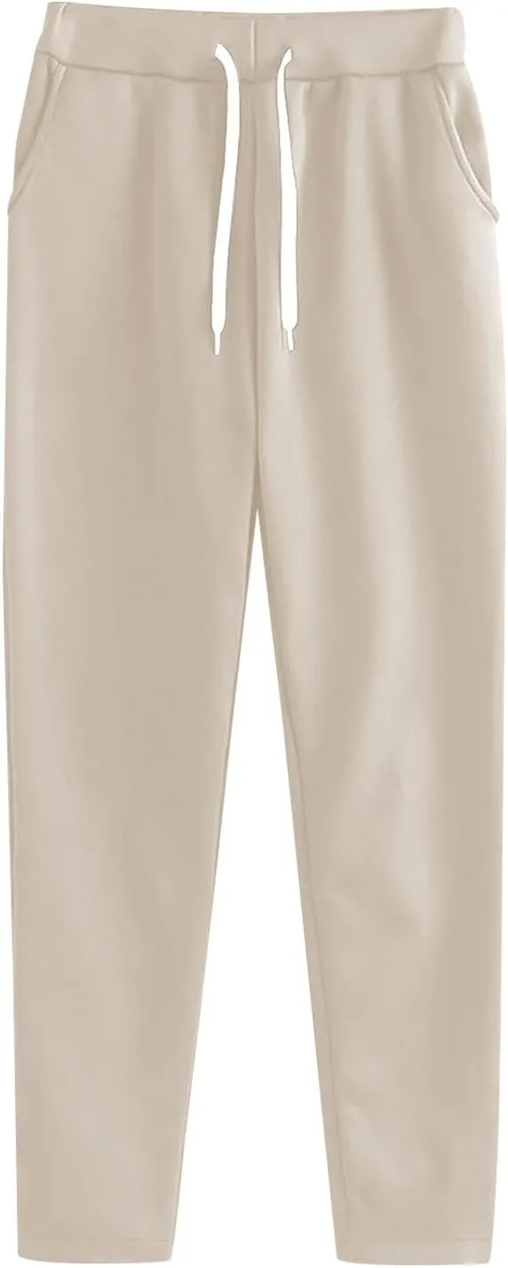 Womens Jogger Casual Sweatpants Trendy High Waisted Active Sport Workout Drawstring Pants Solid Color Lounge Trousers