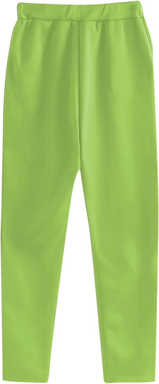 Womens Jogger Casual Sweatpants Trendy High Waisted Active Sport Workout Drawstring Pants Solid Color Lounge Trousers