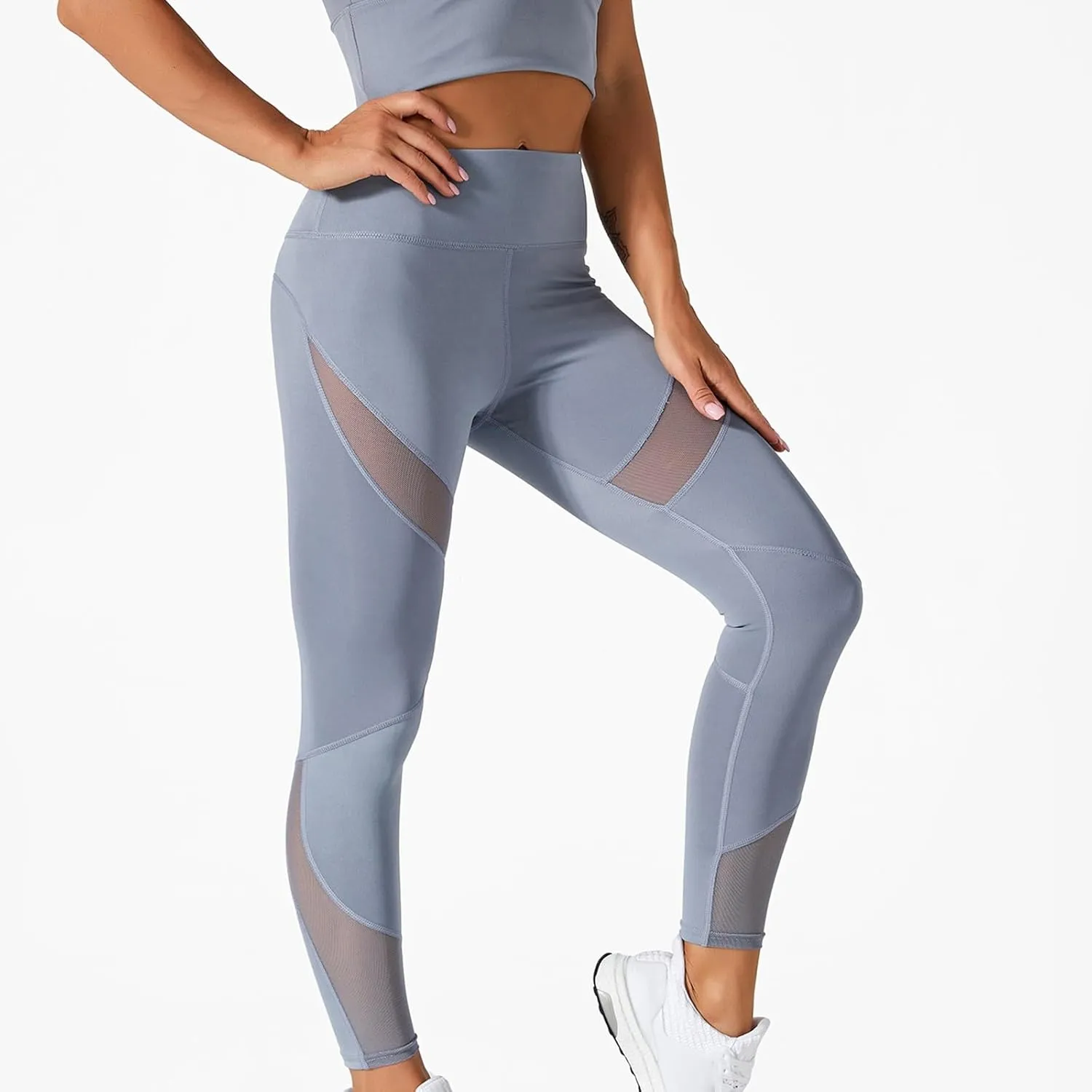 Women's Knit Breathable Yoga Pants Trendy Slim Tight Height Waist Gym Fitness Leggings Park Jogging Casual Sweatpants