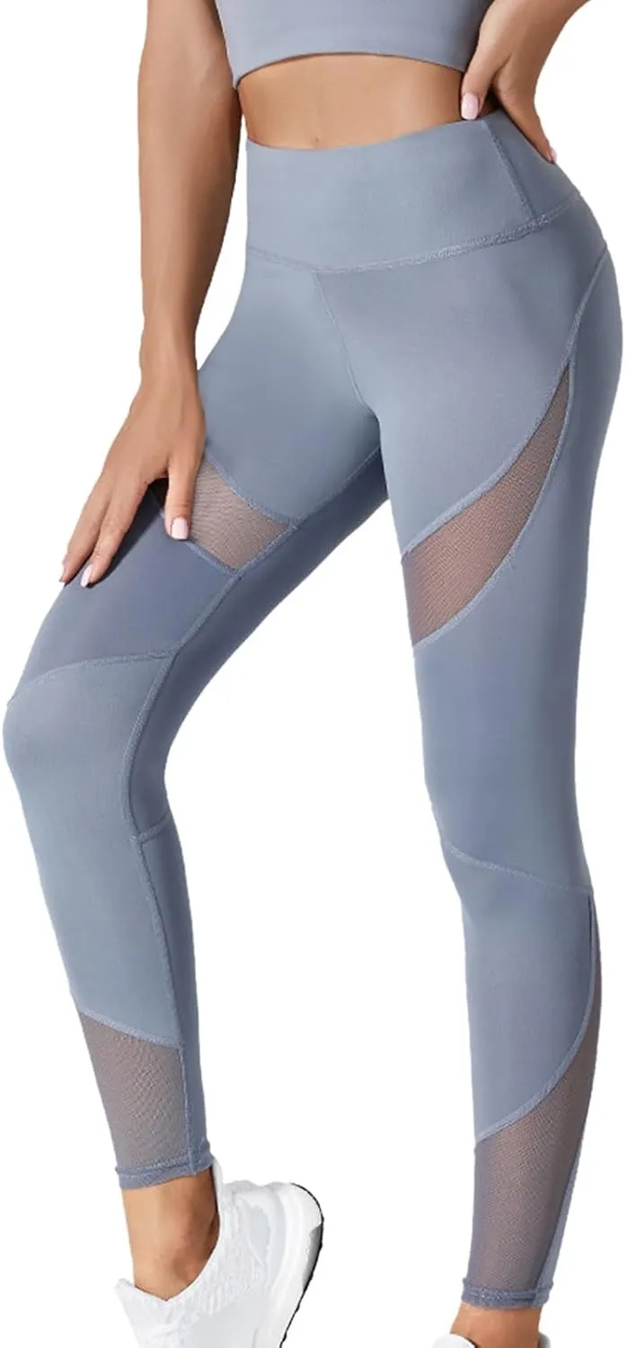 Women's Knit Breathable Yoga Pants Trendy Slim Tight Height Waist Gym Fitness Leggings Park Jogging Casual Sweatpants