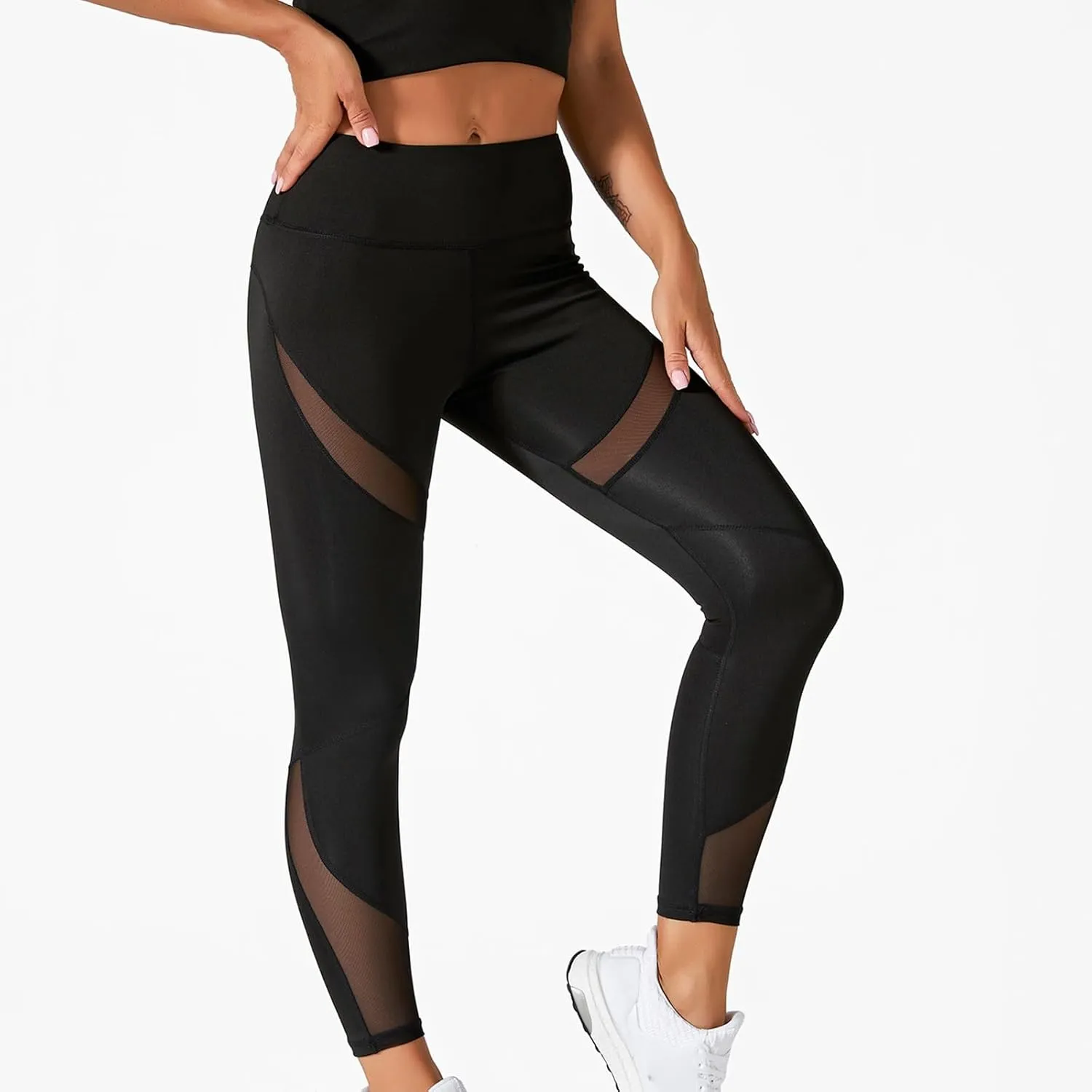 Women's Knit Breathable Yoga Pants Trendy Slim Tight Height Waist Gym Fitness Leggings Park Jogging Casual Sweatpants