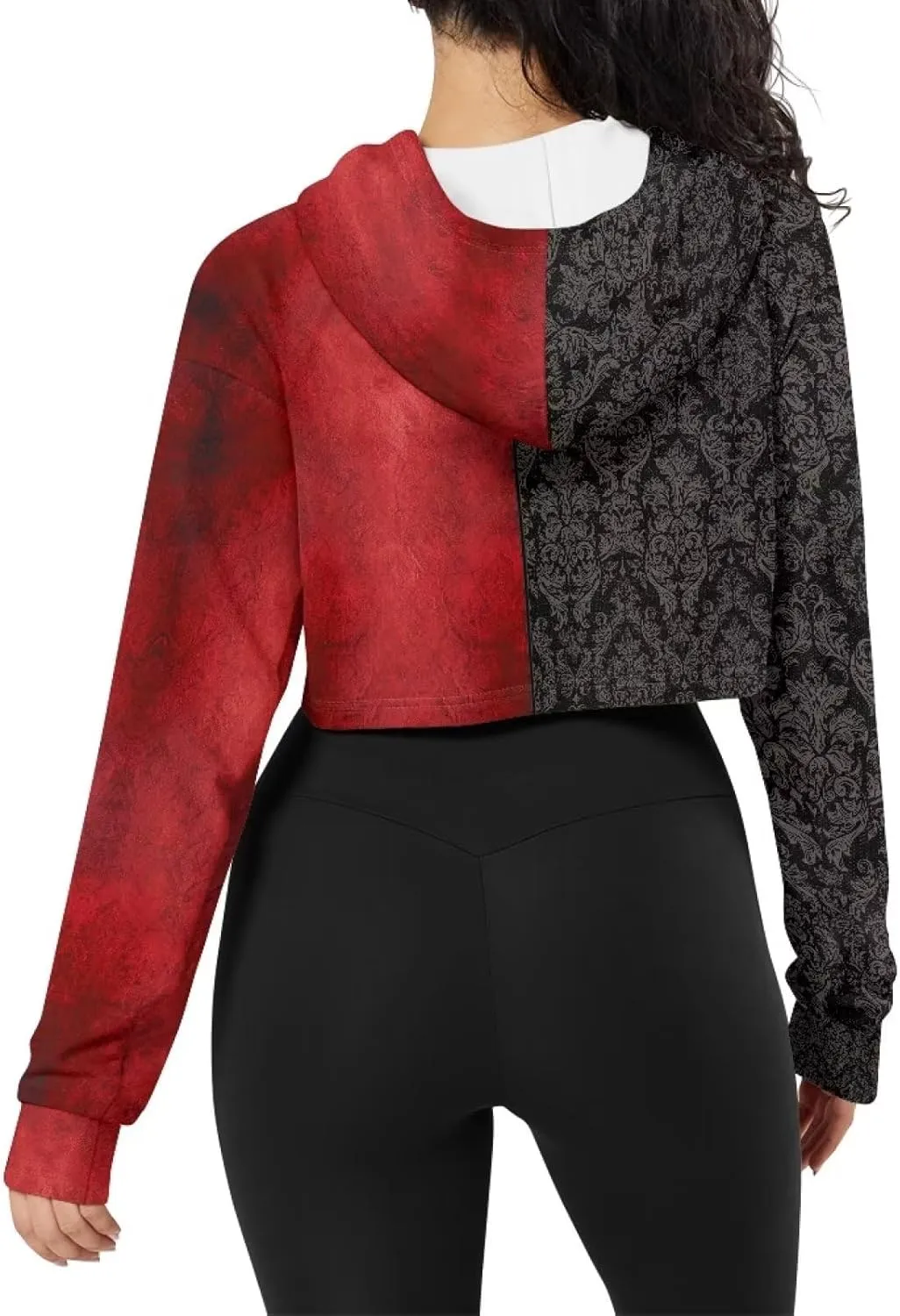 Womens Long Sleeve Crop Top Hoodies Drawstring Crop Top Sweatshirts for Teen Girls