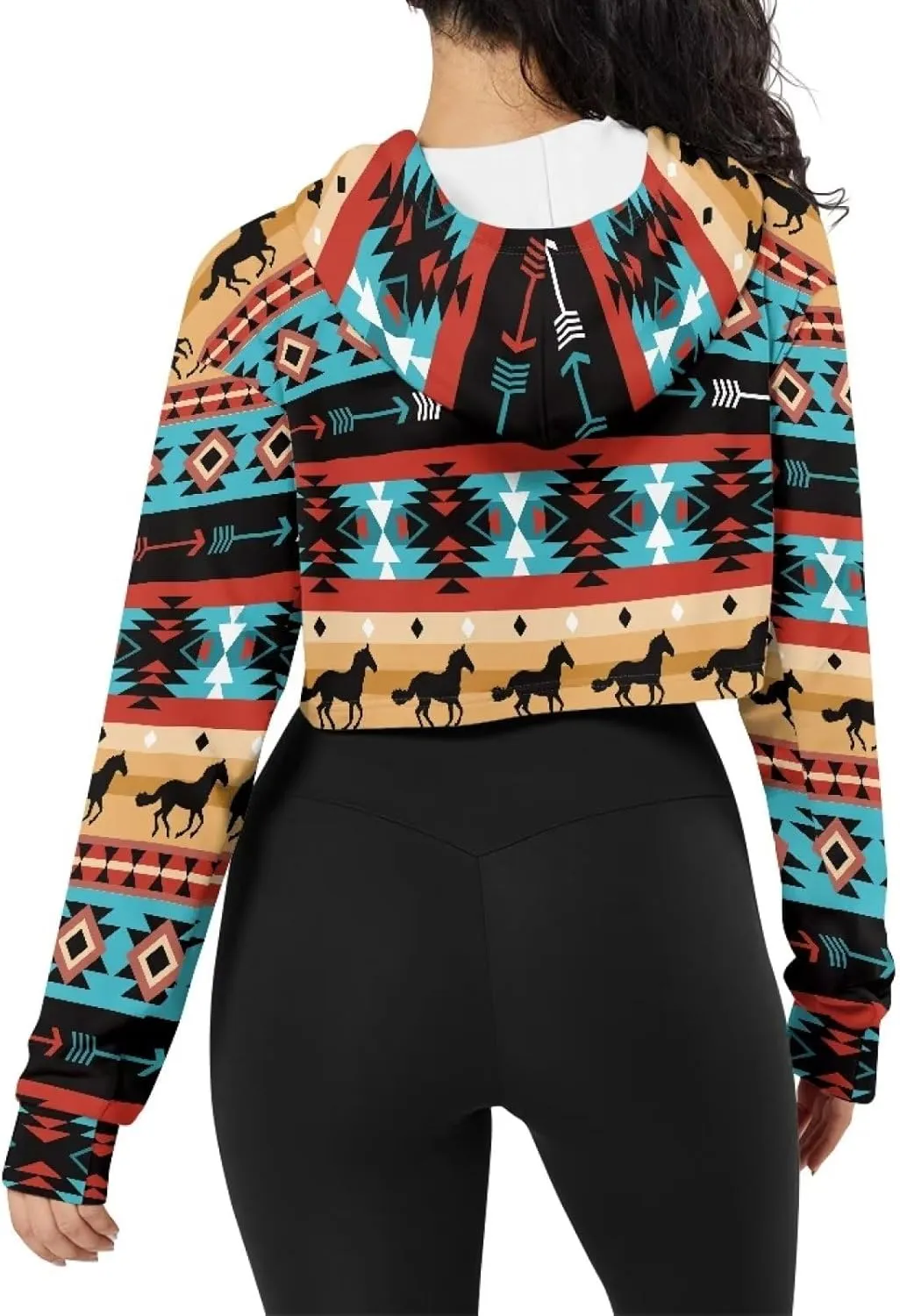 Womens Long Sleeve Crop Top Hoodies Drawstring Crop Top Sweatshirts for Teen Girls