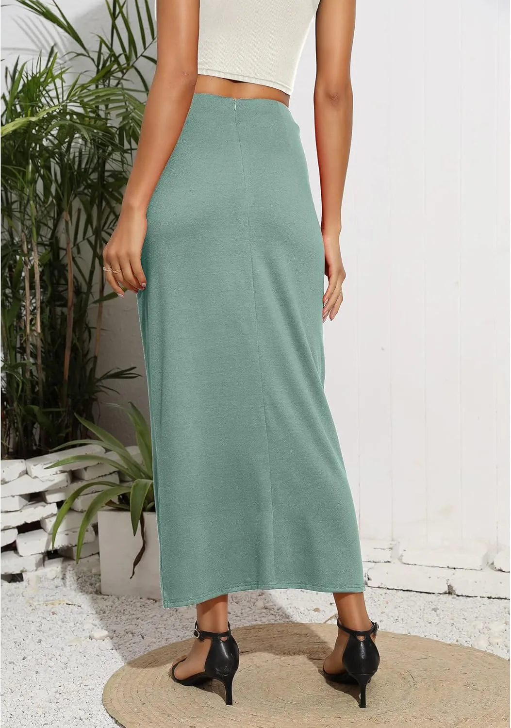 Women’s Maxi Skirt High Waist Wrap Pencil Long Skirts for Women Slim Boho Draped Front Bodycon Dresses