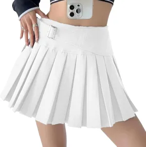 Womens Mini Pleated Skirt High Waisted Sexy Club Tennis Skirt A-Line School Uniform Y2k Short Preppy Skater Skirts