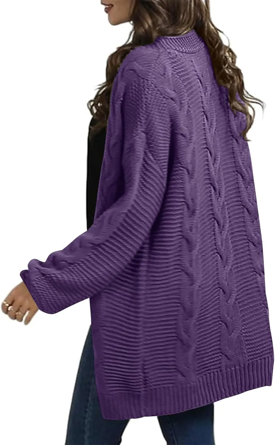 Womens Oversized Chunky Open Front Cardigan Sweaters Cable Knit Long Sleeve Cardigans Outwear Coats