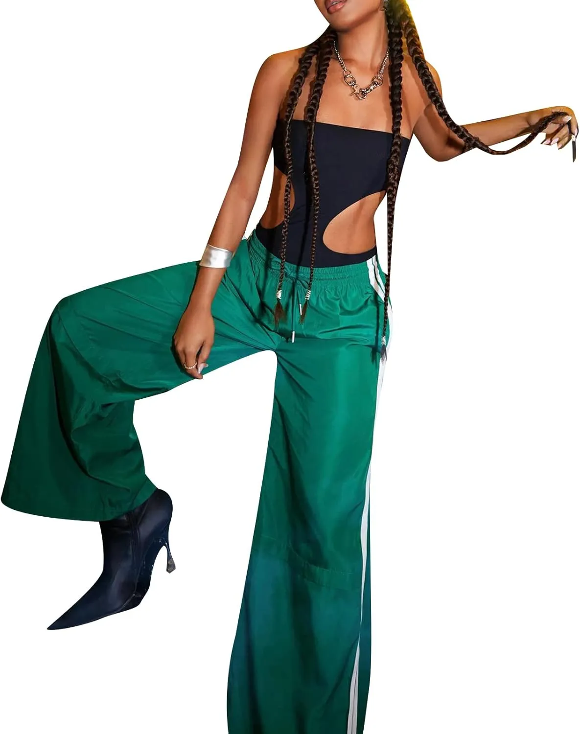 Women's Parachute Pants Casual Loose Elastic Waist Casual Y2K Jogger Outing Sweatpants Streetwear