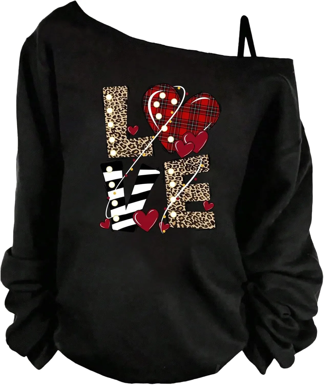 Women's Plus Size Leopard Graphic Tees Cold Shoulder Long Sleeve Vintage Y2K Tops Funny T Shirt