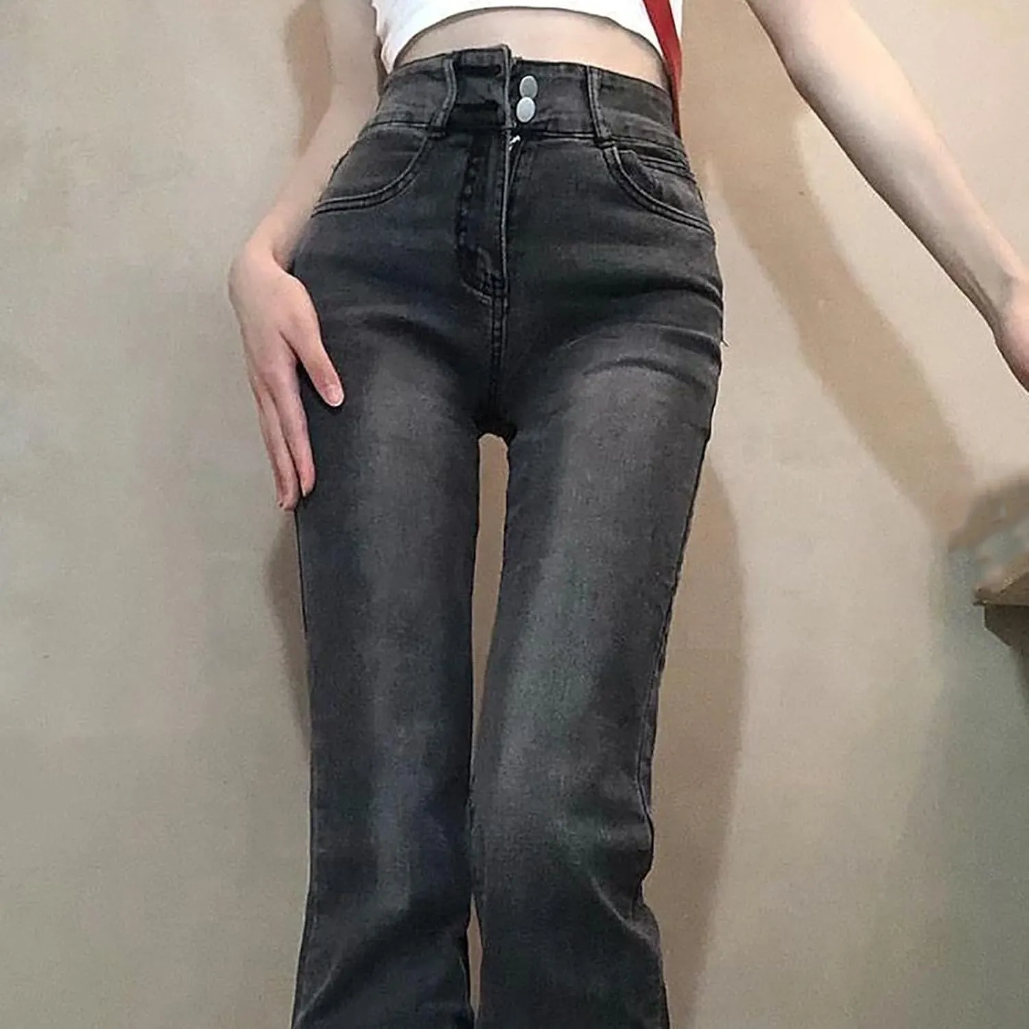 Womens Retro Jeans Summer Lounge Loose Comfy Streetwear Wide Leg Button Up Mid Rise Pockets Fashion Stretch Denim Pants