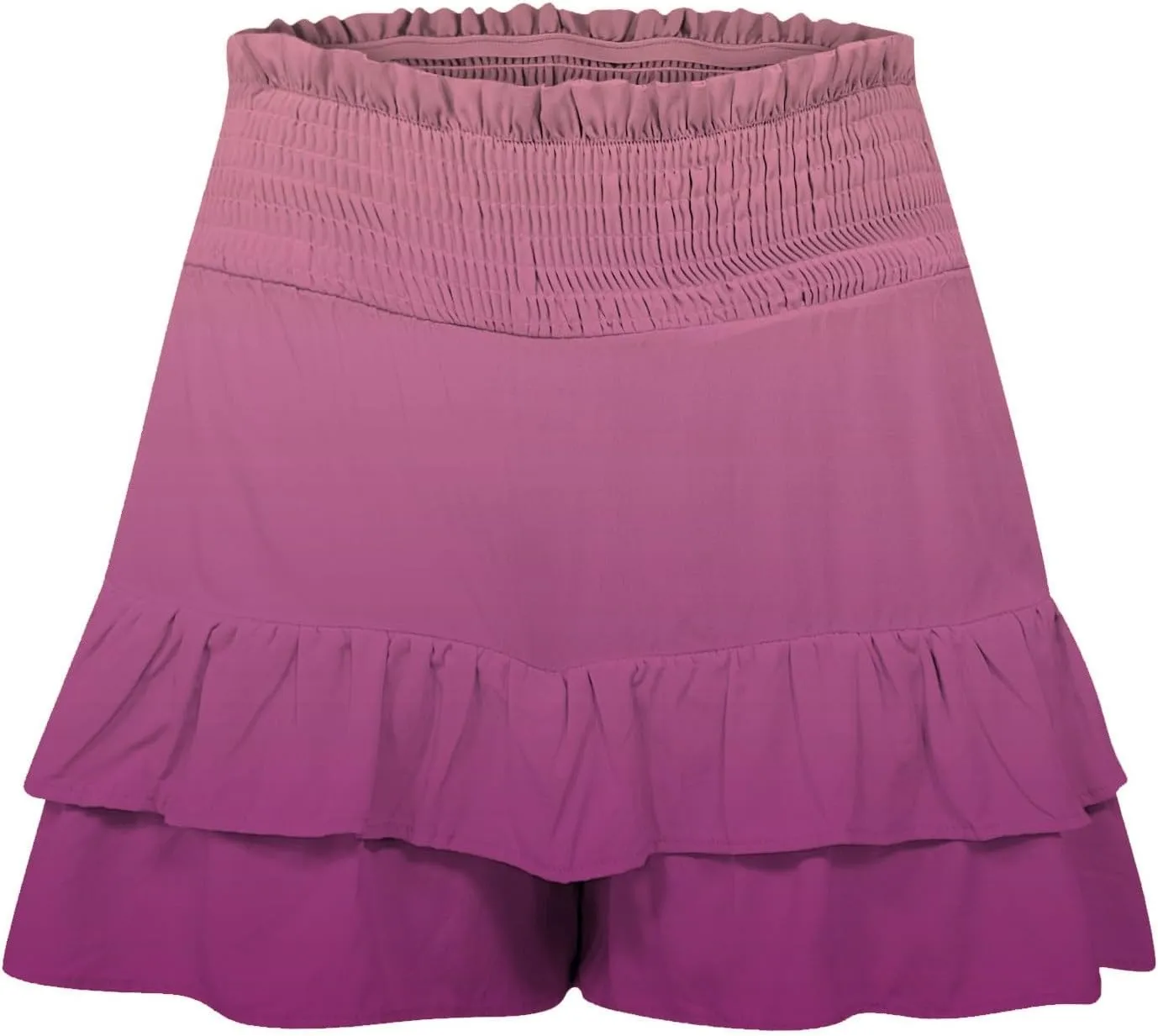 Womens Ruffle Short Skirt 2025 Summer Stretchy Smock Waist Gradient Leisure Skirt Park Workout Casual Yoga Sportswear