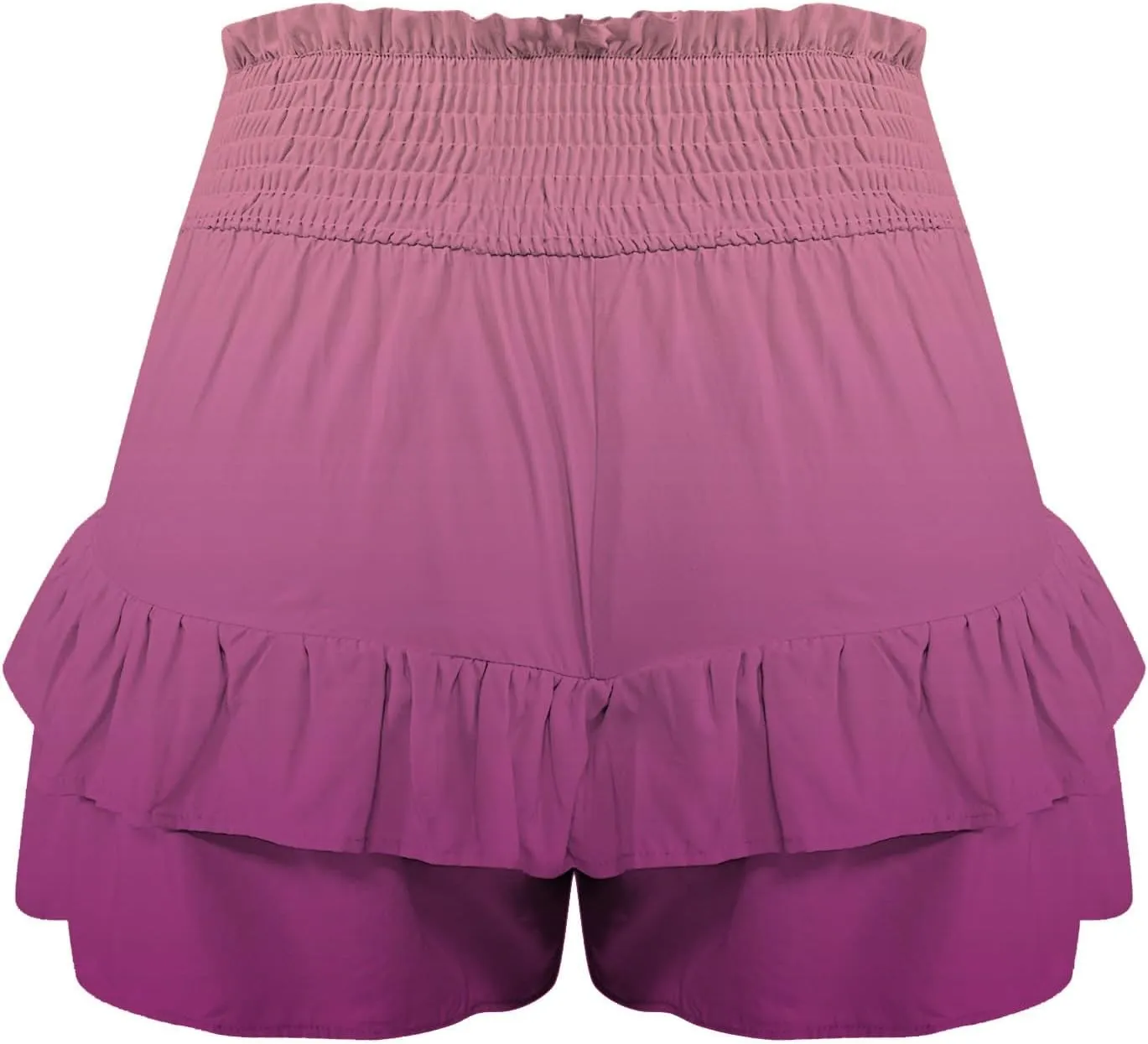 Womens Ruffle Short Skirt 2025 Summer Stretchy Smock Waist Gradient Leisure Skirt Park Workout Casual Yoga Sportswear