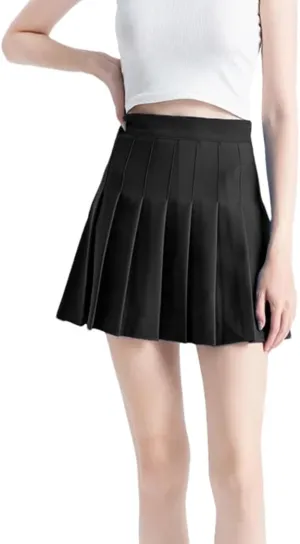 Women's Summer High Waist Short Mini Pleated Skirt Elastic Flared Casual Mini Skirts