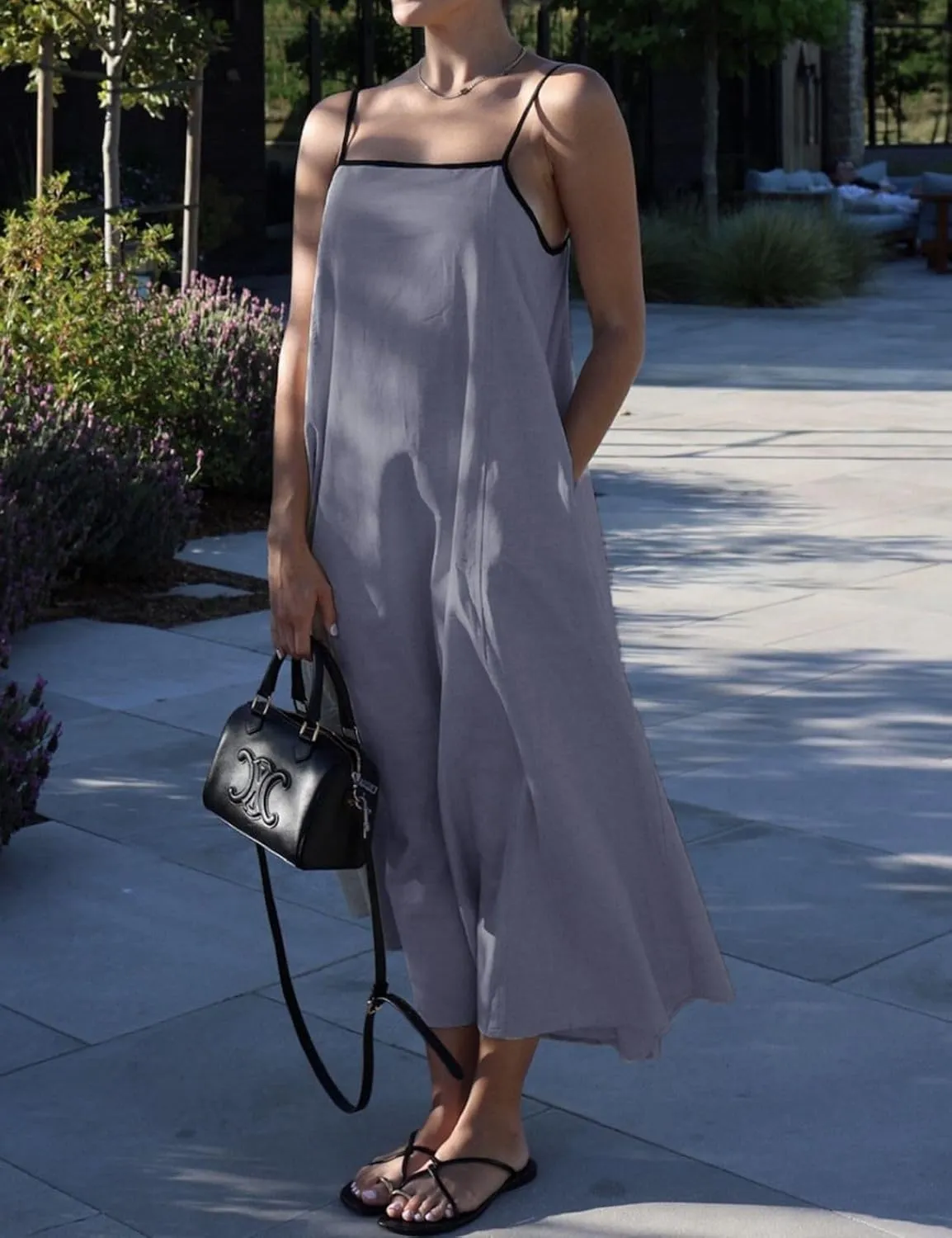 Womens Summer Maxi Dress 2025 Spaghetti Strap Dress Linen Sleeveless Backless Flowy Long Beach Dresses