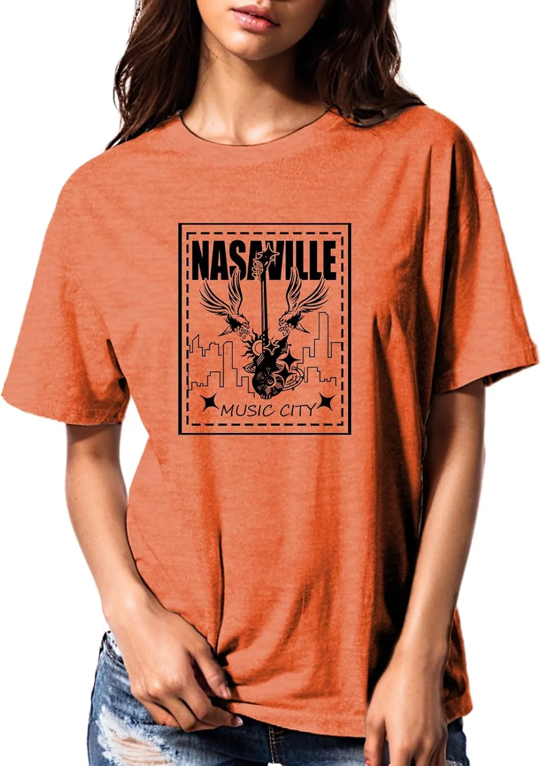 Womens T Shirts Nasaville Concert Country Music Shirt Rock Band Vintage Tee Summer Short Sleeve Graphic Tops