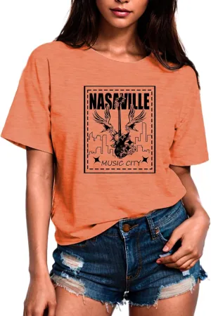 Womens T Shirts Nasaville Concert Country Music Shirt Rock Band Vintage Tee Summer Short Sleeve Graphic Tops