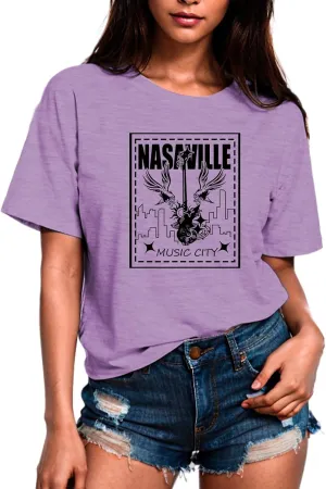 Womens T Shirts Nasaville Concert Country Music Shirt Rock Band Vintage Tee Summer Short Sleeve Graphic Tops
