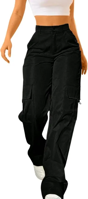 Women's Tummy Control Cargo Pants Trendy Going Out Hiking Joggers Sports Y2k Sweatpants Oversized Drawstring Trousers