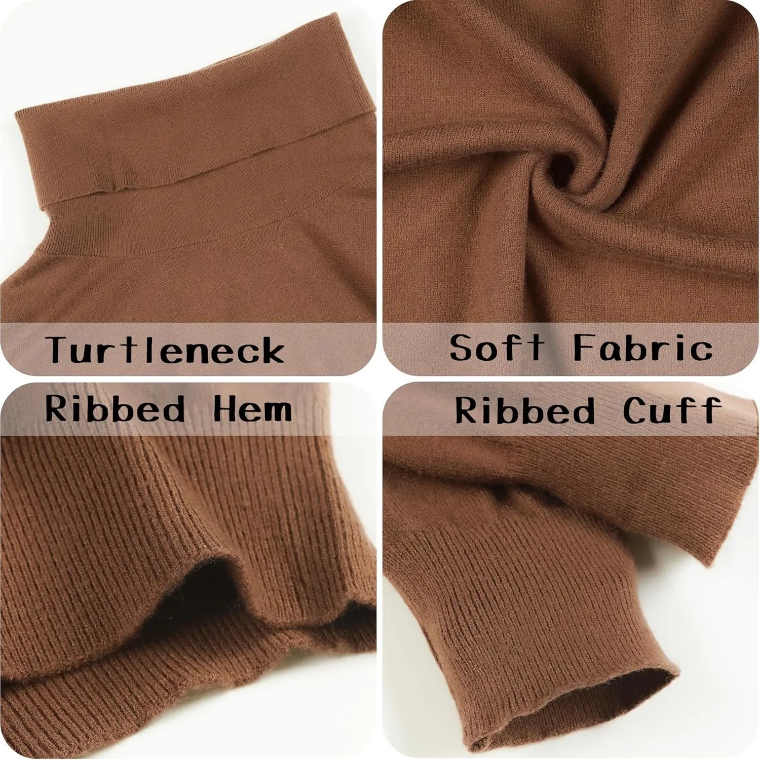 Women's Turtleneck Sweater Long Sleeve Lightweight Pullover Knit Tops