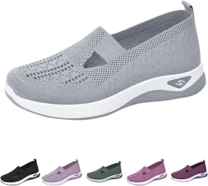 Women's Woven Orthopedic Breathable Soft Shoes Go Walking Slip on Foam Shoes Hands Free Sneakers Arch Support Shoes