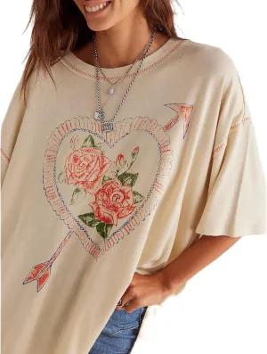 Womens Y2k Vintage Floral Graphic Print Tee Shirts Cute Flower Aesthetic Baggy Tees Downtown Girl Oversized Clothes