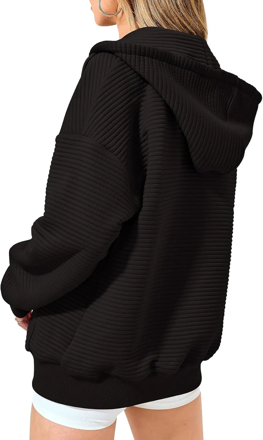 Womens Zip Up Hoodies Oversized Sweatshirts Hoodies Drawstring Casual Long Sleeve Casual Jacket with Pockets