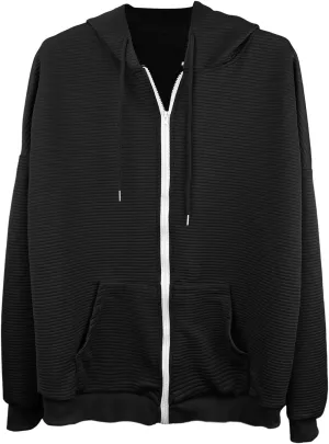 Womens Zip Up Hoodies Oversized Sweatshirts Hoodies Drawstring Casual Long Sleeve Casual Jacket with Pockets