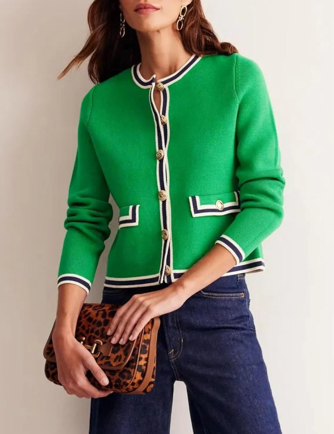 Xiaoxuemeng Womens Cardigan Sweaters Cropped Striped Button Down Knit Jackets Open Front Trendy Lady Fall Outfits