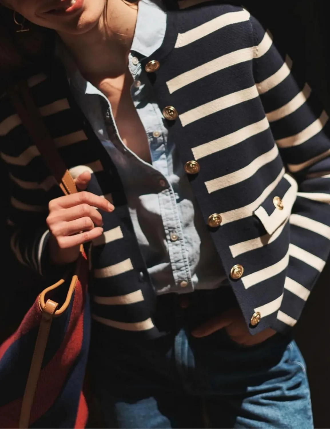Xiaoxuemeng Womens Cardigan Sweaters Cropped Striped Button Down Knit Jackets Open Front Trendy Lady Fall Outfits