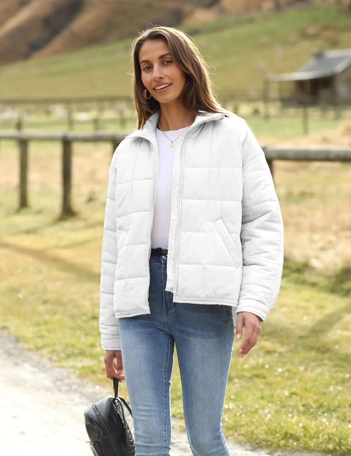 Xiaoxuemeng Womens Quilted Puffer Jacket Zip Up Lightweight Padded Coat Outwear