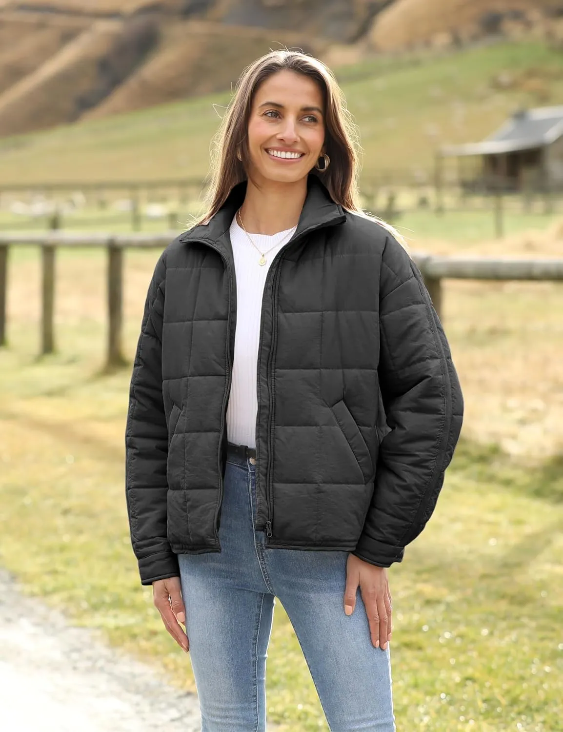 Xiaoxuemeng Womens Quilted Puffer Jacket Zip Up Lightweight Padded Coat Outwear